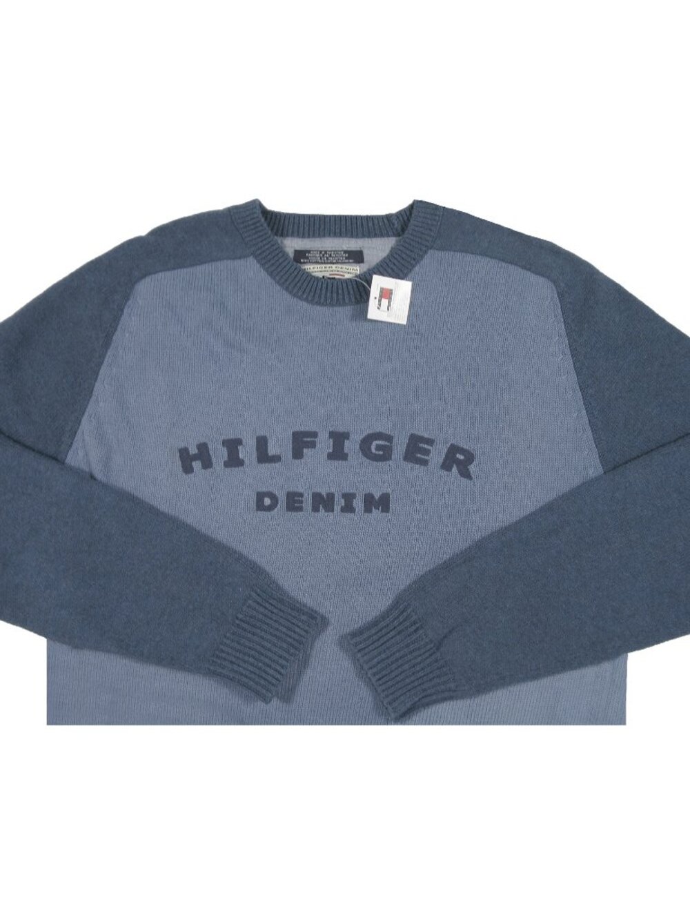 NEW Vintage Tommy Hilfiger Sweater! Denim Blue With Big Hilfiger Lettering